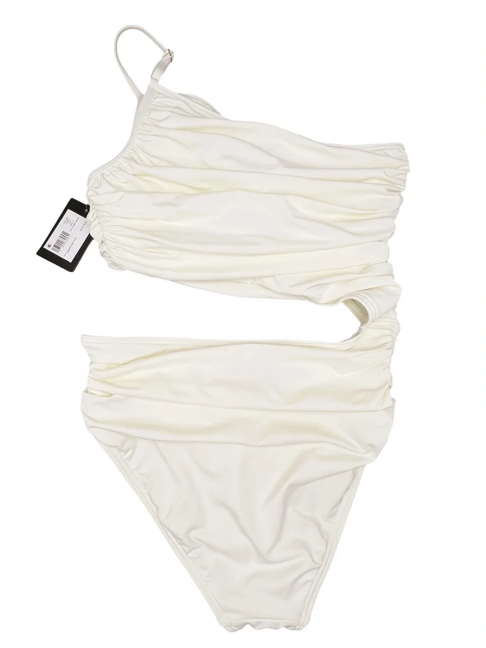 Kate Spade Swimsuit Cream Size Medium One Shoulder One Piece Rosette Cut-Out NWT